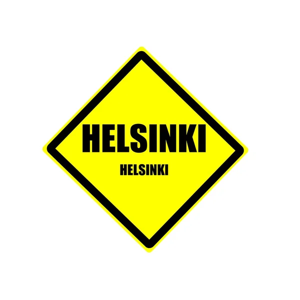 Tekst czarny znaczek Helsinki backgroud żółty — Zdjęcie stockowe