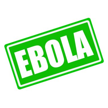 Ebola beyaz damga metni yeşil zemin üzerine