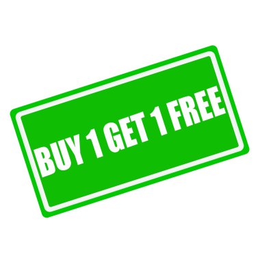 1 get 1 ücretsiz beyaz damga metni yeşil zemin üzerine satın almak