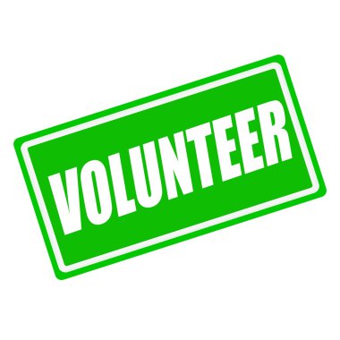 Yeşil zemin üzerine beyaz damga metni gönüllü