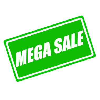 Mega Satılık Beyaz damga metni yeşil zemin üzerine