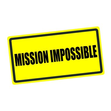 Misyon imkansız arka damga metni sarı zemin üzerine
