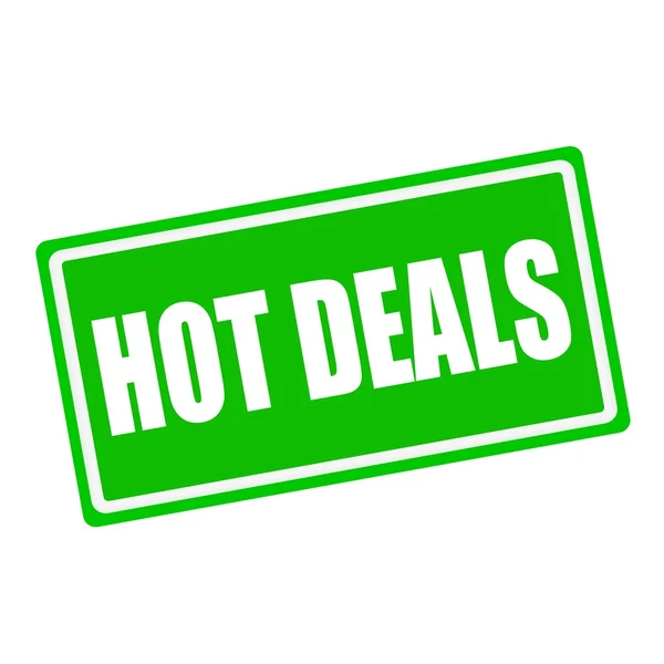 Hot deals witte stempel tekst op groene achtergrond — Stockfoto