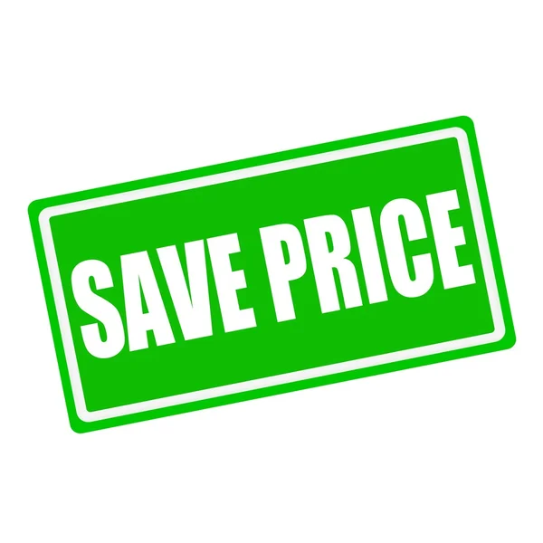 Preis sparen Text mit weißem Stempel auf grünem Hintergrund — Stockfoto