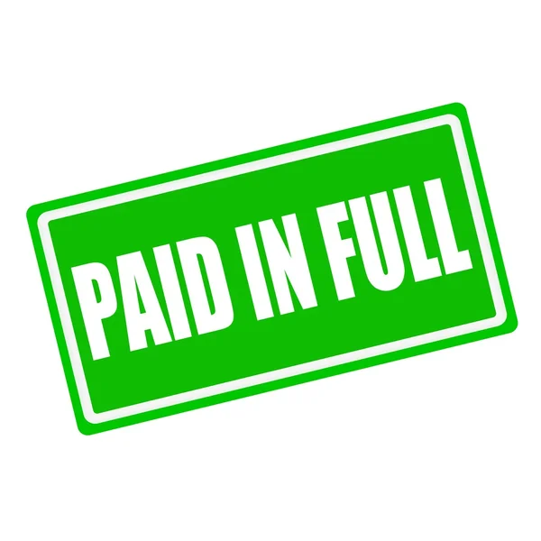 Paid in full white stamp text on green background — Stock Photo, Image