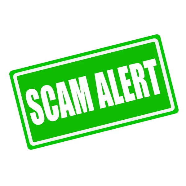 Scam alert білий штамп текст на зеленому тлі — стокове фото