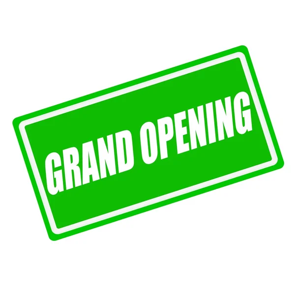 Grand opening white stamp text on green background — Stock Photo, Image