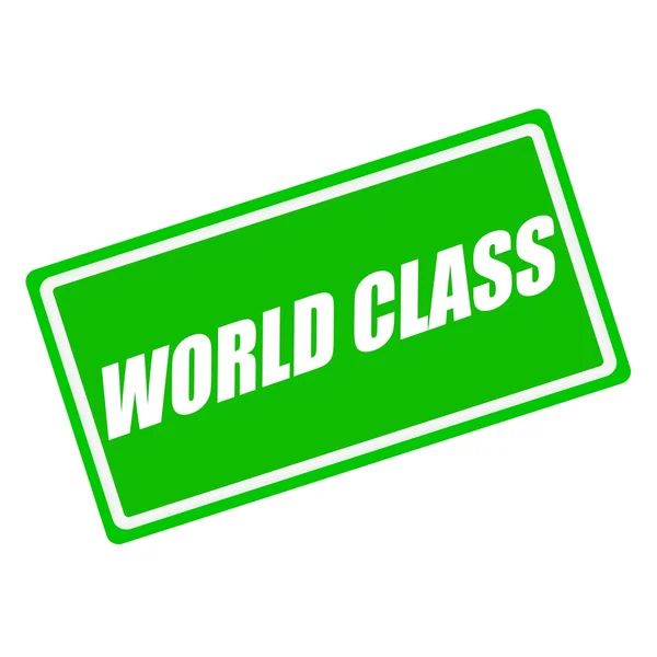 Weltklasse weißer Stempeltext auf grünem Hintergrund — Stockfoto