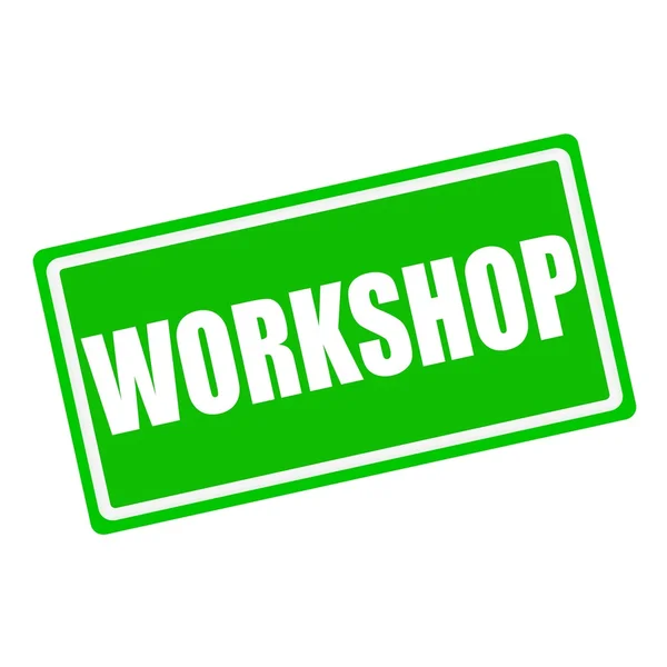 Workshop white stamp text on green background — Stock Photo, Image