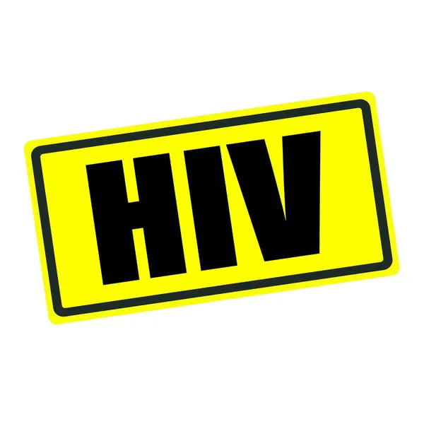 Teks stempel belakang HIV pada latar belakang kuning — Stok Foto