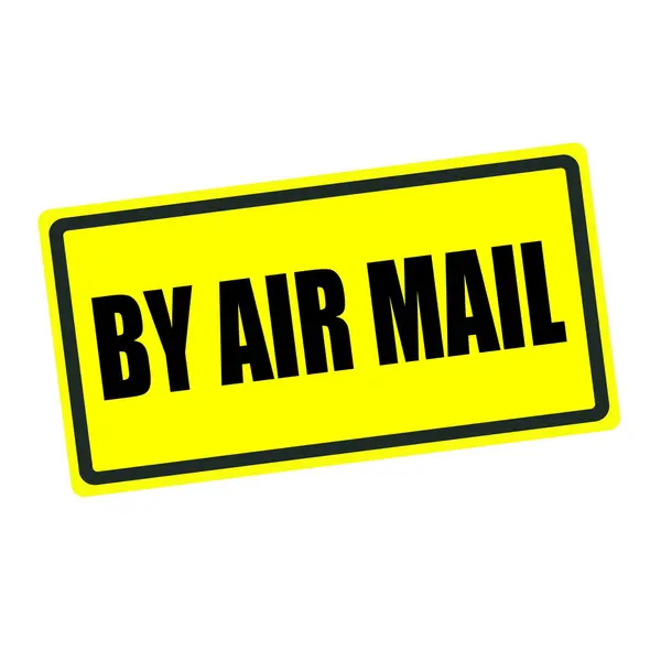 Par courrier aérien retour timbre texte sur fond jaune — Photo