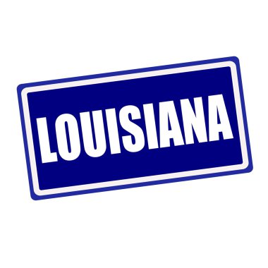 Louisiana beyaz damga metni mavi zemin üzerine