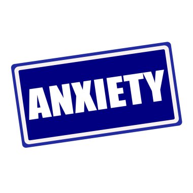 anksiyete beyaz damga metni mavi zemin üzerine