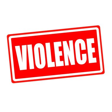 Şiddet beyaz Damga metni kırmızı kağıt üzerinde