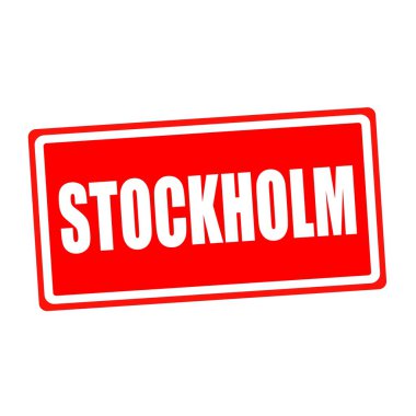 Stockholm beyaz Damga metni kırmızı kağıt üzerinde