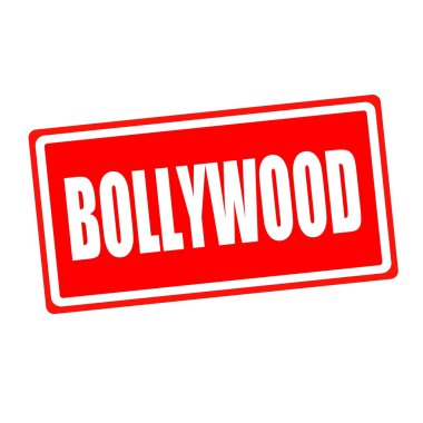 Bollywood beyaz damga metni kırmızı kağıt üzerinde