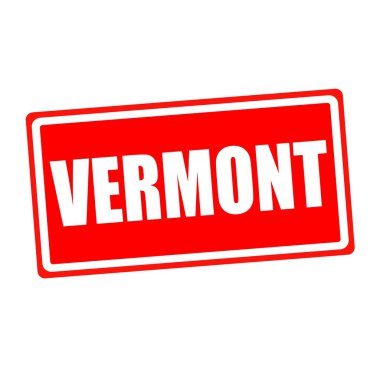 Vermont Beyaz Damga metni kırmızı kağıt üzerinde