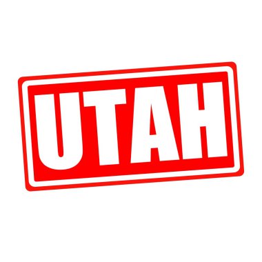 Utah beyaz Damga metni kırmızı kağıt üzerinde