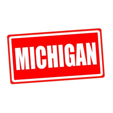 Michigan beyaz damga metni kırmızı kağıt üzerinde