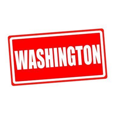 Washington beyaz Damga metni kırmızı kağıt üzerinde