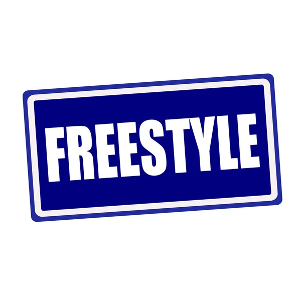 Freestyle timbro bianco testo su sfondo blu — Foto Stock