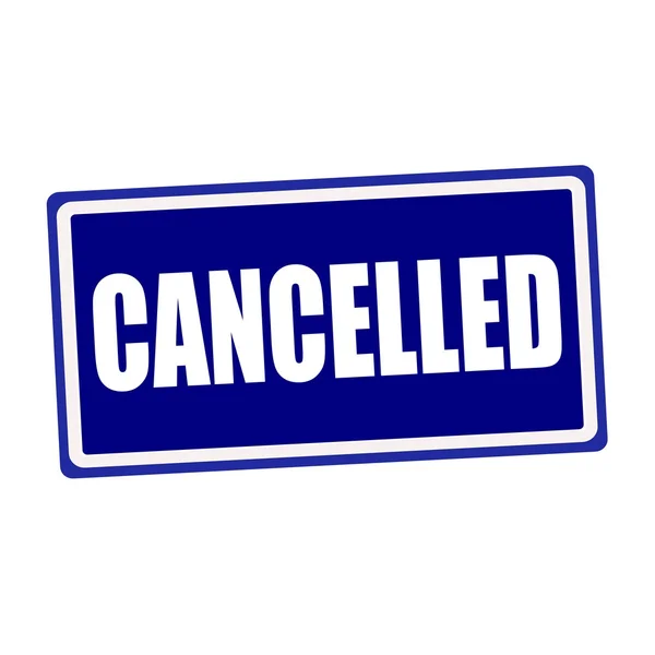 Cancelled white stamp text on blue background — Stock Photo, Image