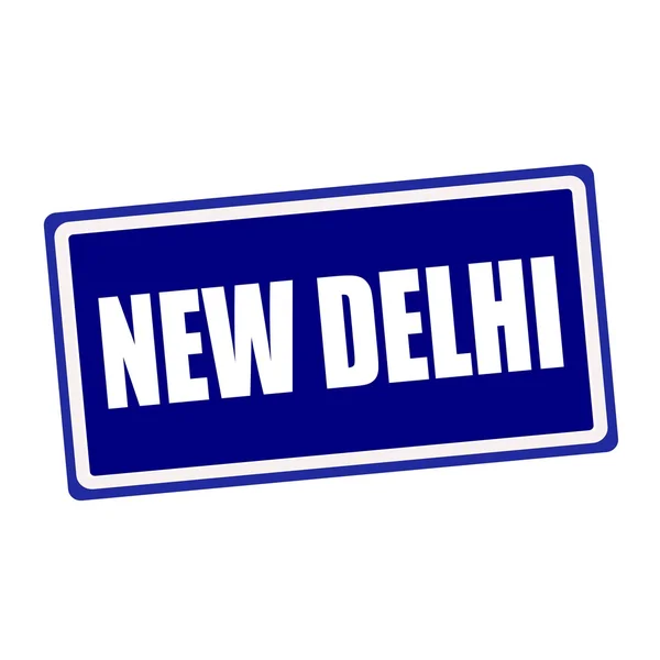 New Delhi white stamp text on blue background — стоковое фото