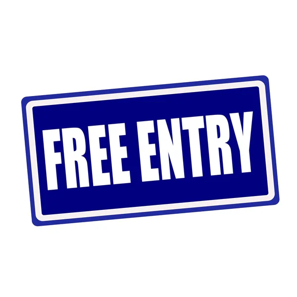 Free entry white stamp text on blue background — Stock Photo, Image