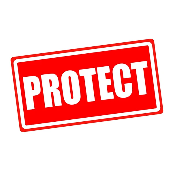 Protect white stamp text on red backgroud — Stock Photo, Image