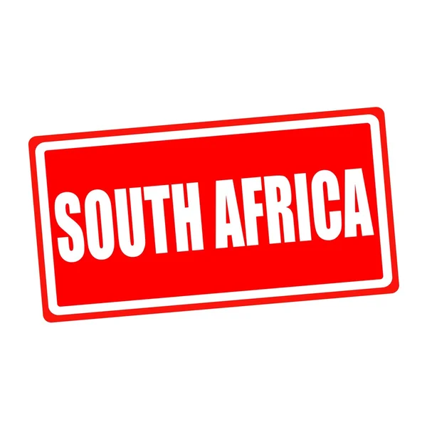 Südafrika weißer Stempeltext auf rotem Hintergrund — Stockfoto