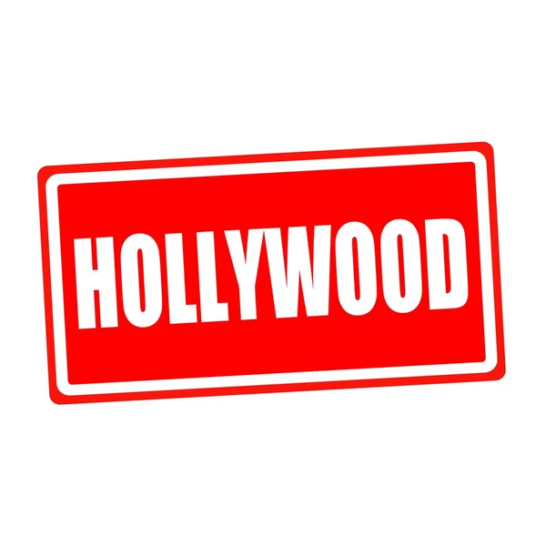 Hollywood beyaz damga metni kırmızı kağıt üzerinde — Stok fotoğraf
