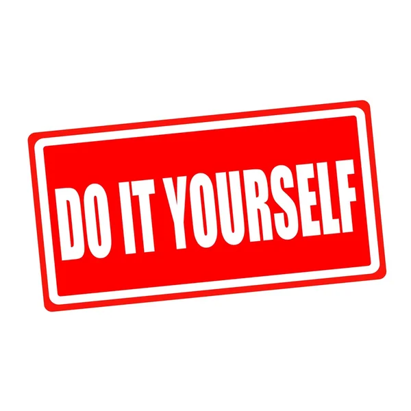 Do it yourself white stamp text on red backgroud — Stock Photo, Image