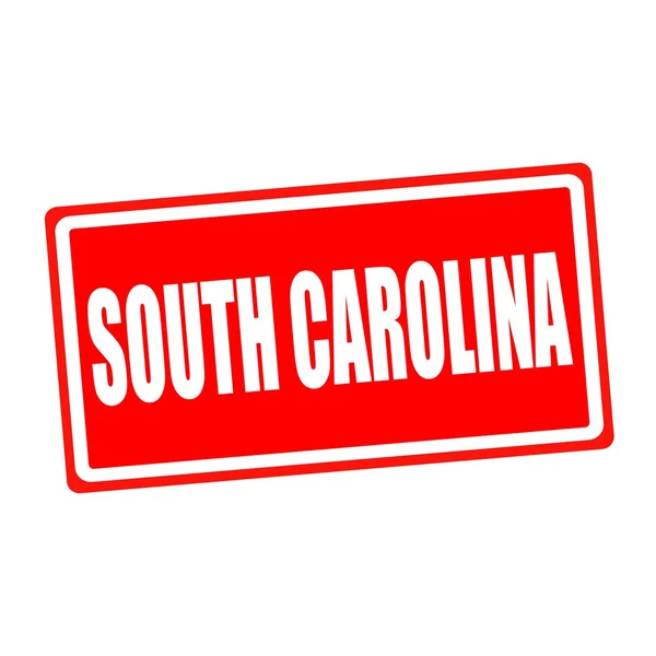 South carolina white stamp text on red backgroud — Stock Photo, Image