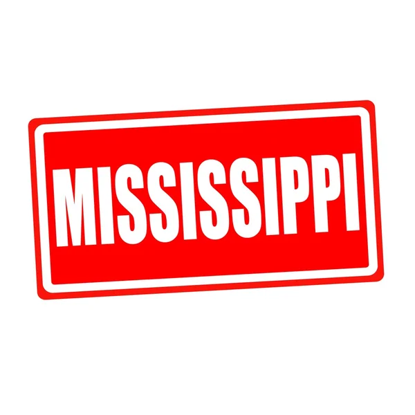 Mississippi witte stempel tekst op rood achtergrondgeluid — Stockfoto