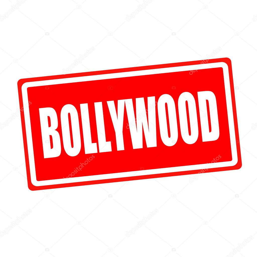 Bollywood white stamp text on red backgroud