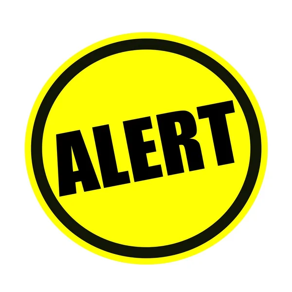 Alerta de texto de sello negro en amarillo — Foto de Stock