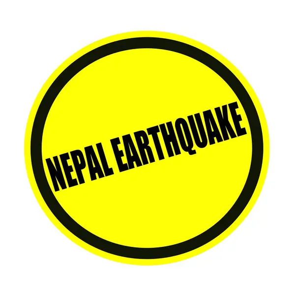 Teks stempel hitam gempa Nepal pada kuning — Stok Foto