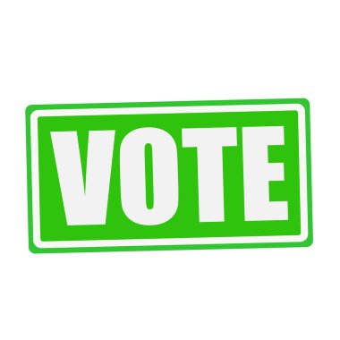 Yeşil beyaz Damga metni oy