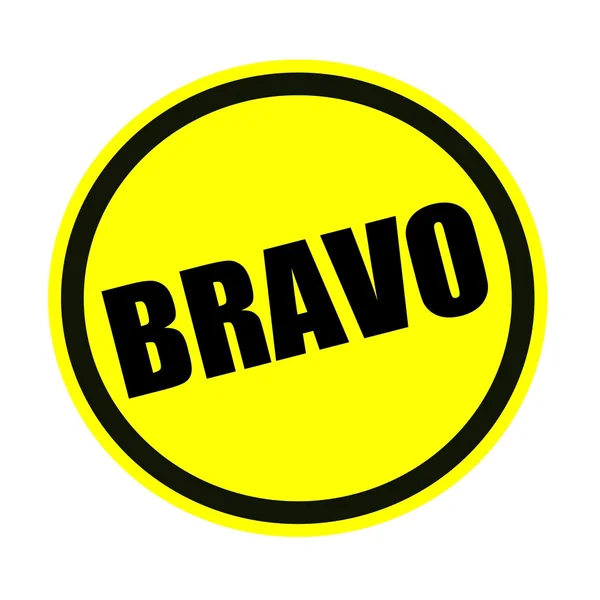 Texte du timbre Bravo noir sur jaune — Photo