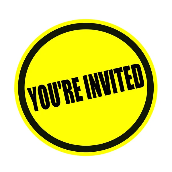 You are invited black stamp text on yellow — Stock Photo, Image