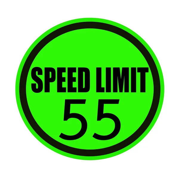 Ograniczenie prędkości 55 czarny znaczek tekst na zielono — Zdjęcie stockowe