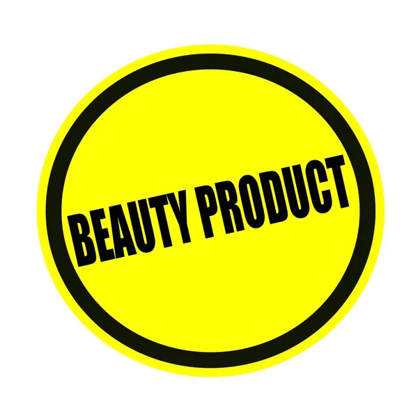 Tekst czarny znaczek produkt piękno na żółty — Zdjęcie stockowe
