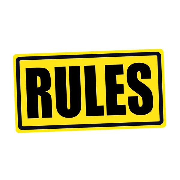 Rules black stamp text on yellow — Stock Photo, Image