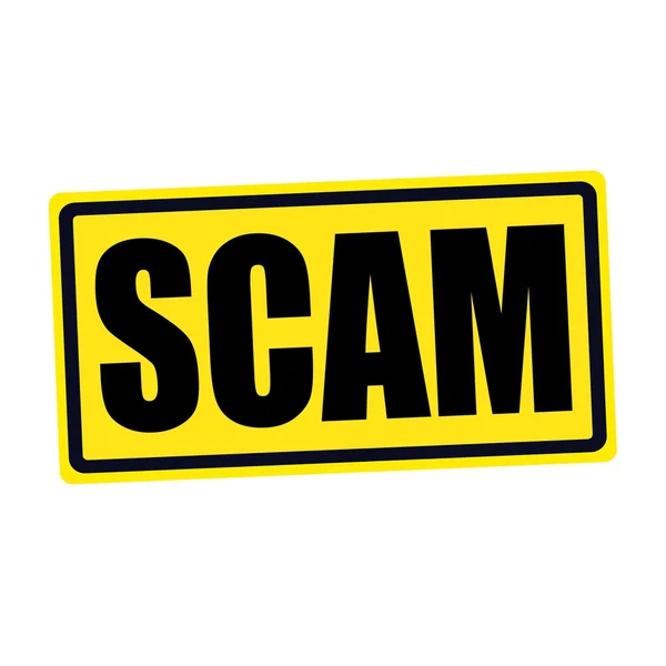 SCAM black stamp text on yellow — Stock Photo, Image
