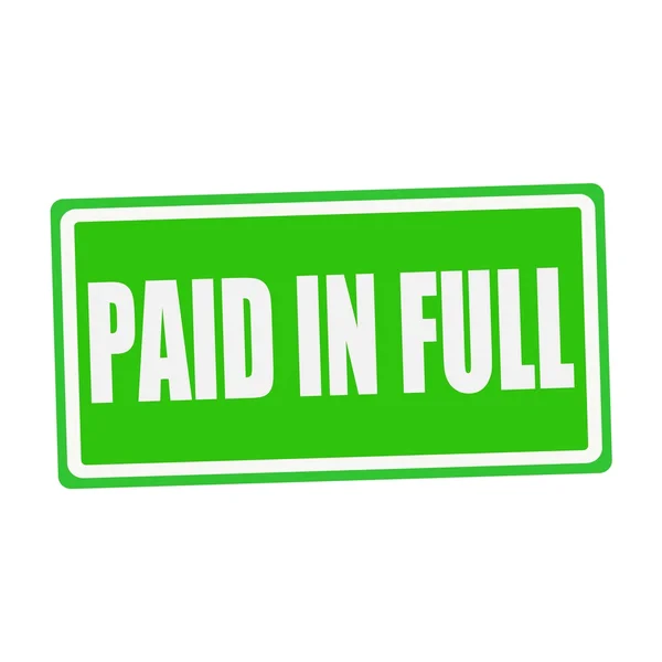 PAID IN FULL white stamp text on green — Stock Photo, Image