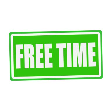 FREE TIME white stamp text on green