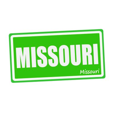 MISSOURI white stamp text on green