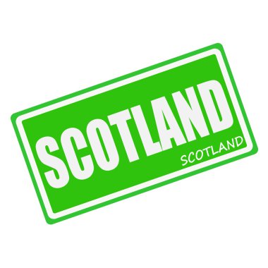 SCOTLAND white stamp text on green