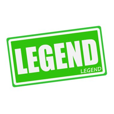LEGEND white stamp text on green