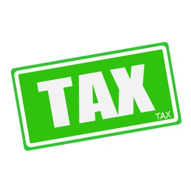 TAX white stamp text on green